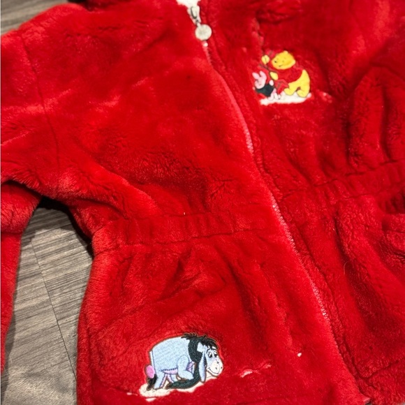 Disney Store Winnie the Pooh Red Jacket Kids 4/5 Eeyore Embroidered 90s Y2K - Picture 2 of 8